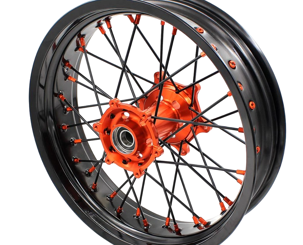 JANTE ARRIERE COMPLETE 18 POUCES ORANGE NOIR KTM TOUS MODELES 03-22