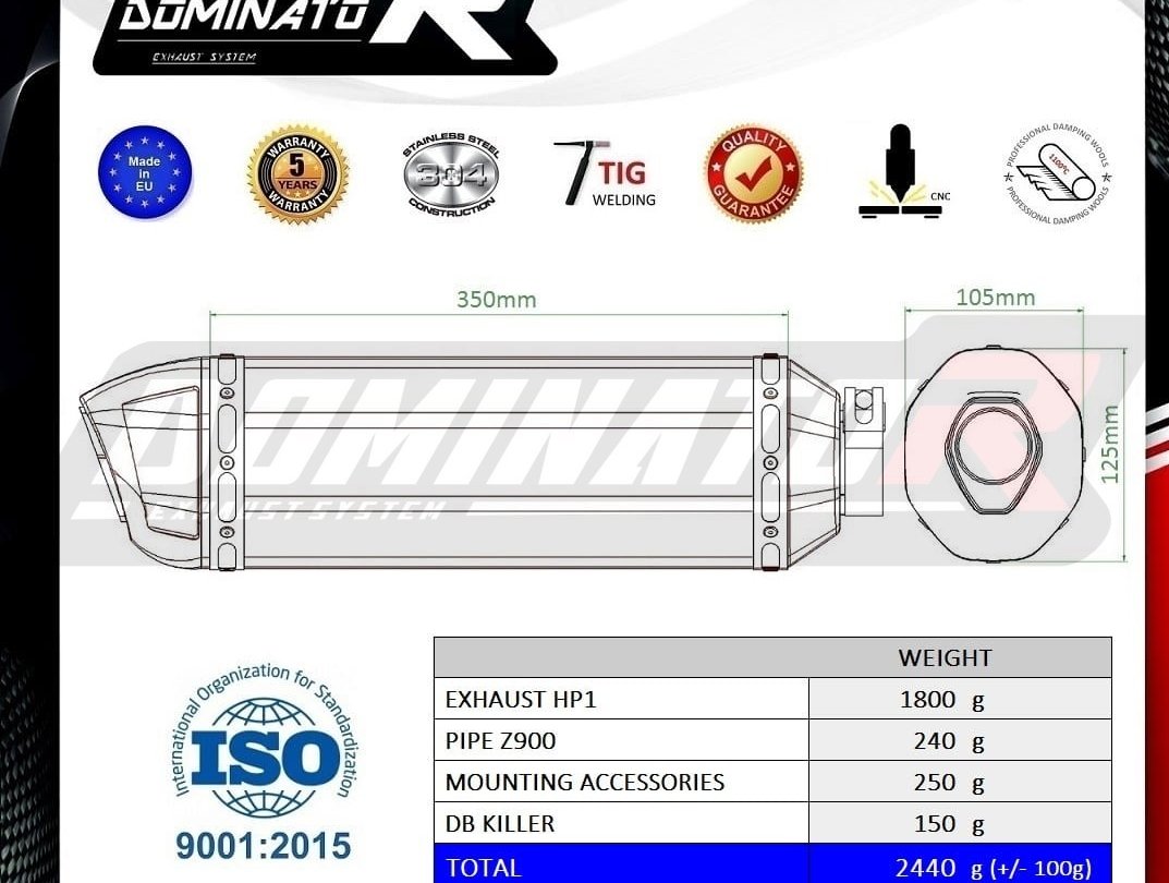 Pot d’echapement Kawasaki Z 900 2020 – 2024 HP1 NOIR + dB killer medium