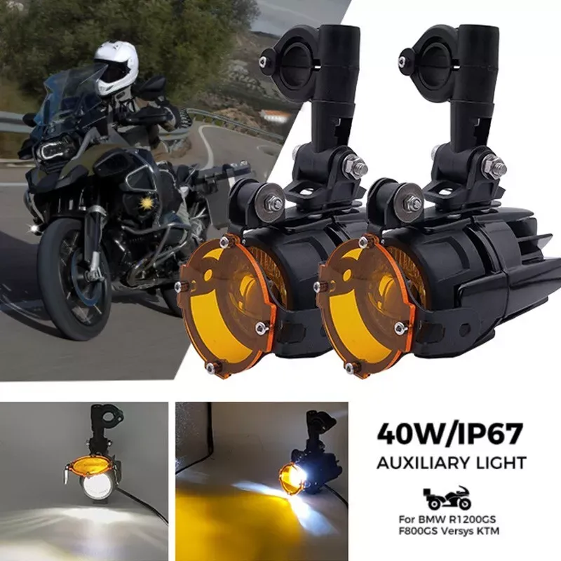 PHARE SECOURS AVEC SUPPORT TYPE ORIGINE BMW AVEC LENS JAUNE