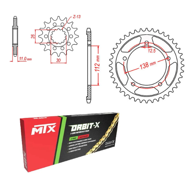 KIT CHAINE MTX YAMAHA KAWASAKI Z900 17-