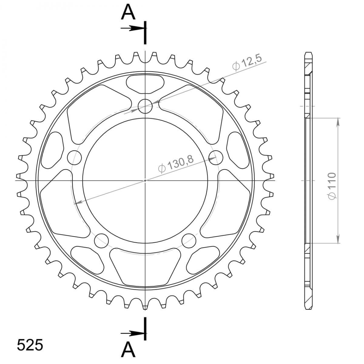SUPERSPROX STEEL REAR SPROCKET RFE-7:43-BLK